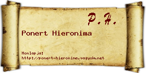 Ponert Hieronima névjegykártya